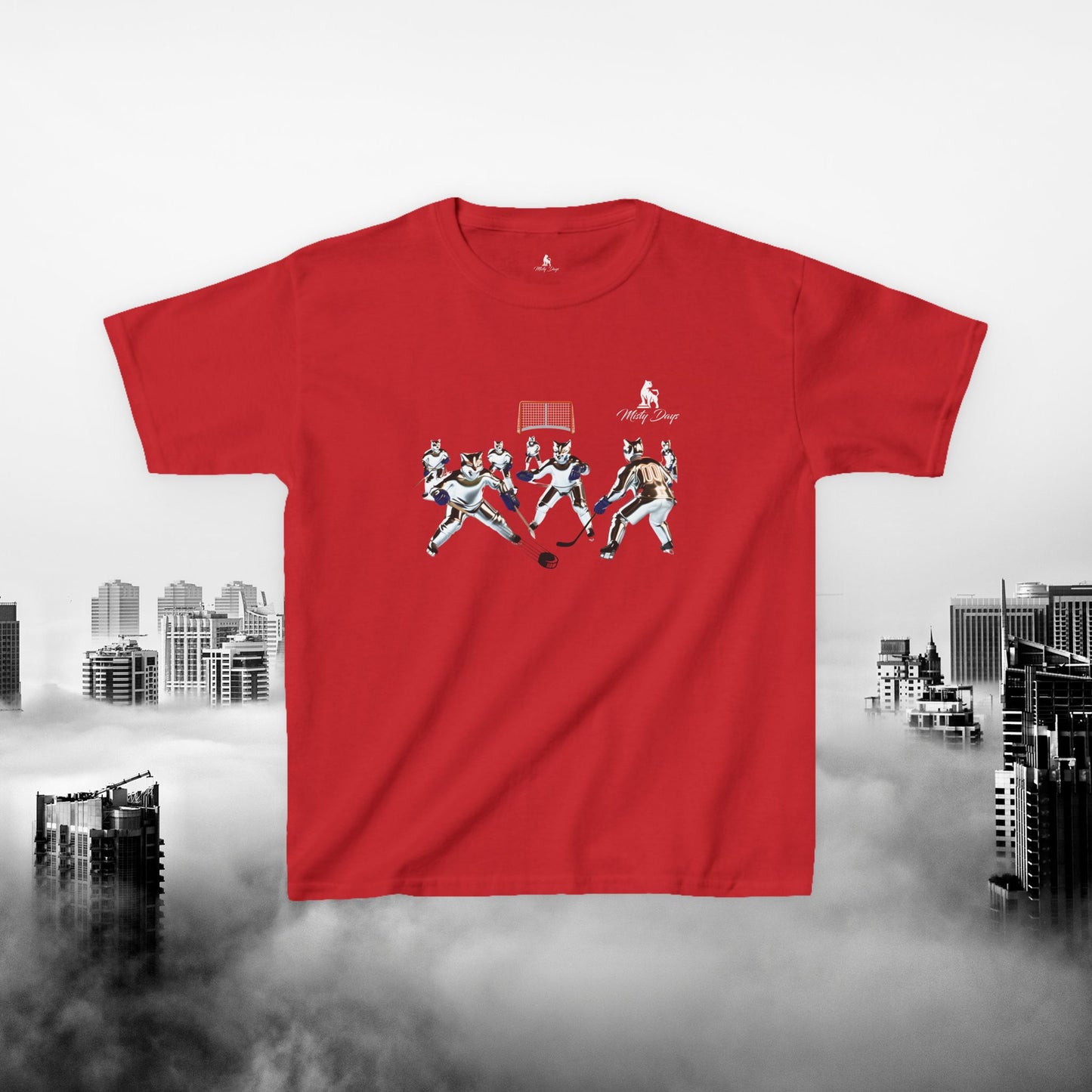 Chrome Cat Ice Hockey Game - Kids T-Shirt