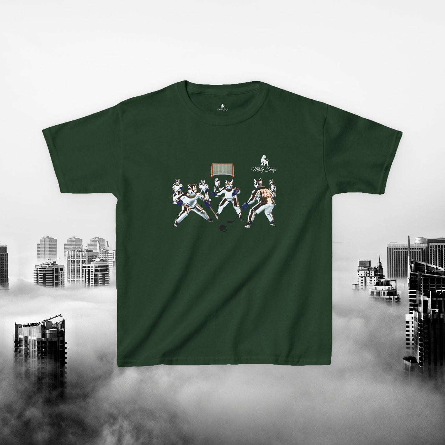 Chrome Cat Ice Hockey Game - Kids T-Shirt
