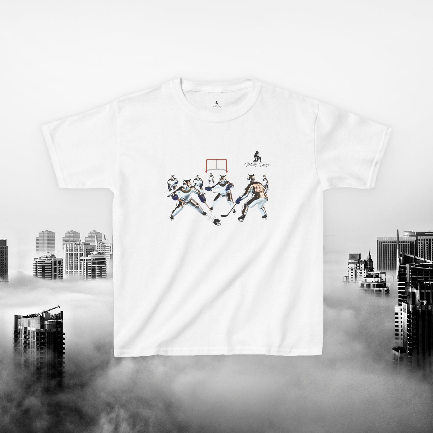 Chrome Cat Ice Hockey Game - Kids T-Shirt
