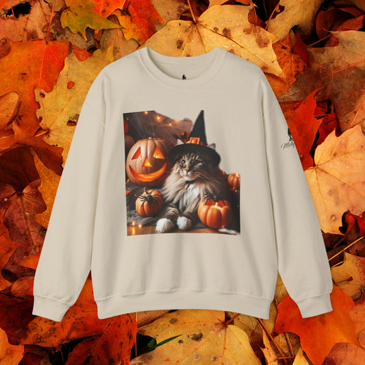 Crewneck Sweatshirt - Halloween Maine Coon Cat