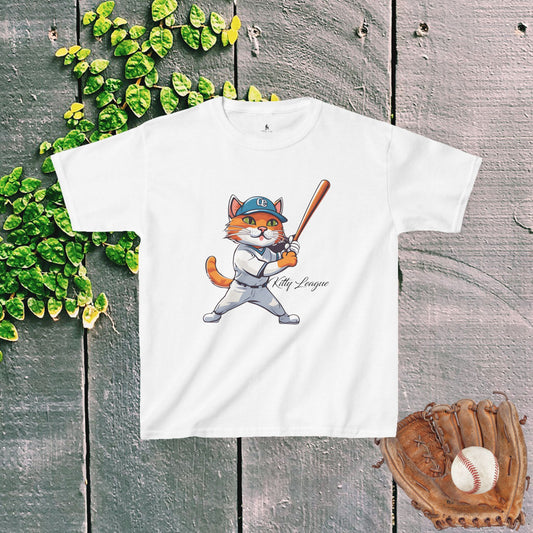 Little League Ginger Kitty Baseball Player - Kids T-Shirt