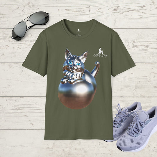 Cat T-Shirt - Blue Eyed Chrome Maine Coon Kitty