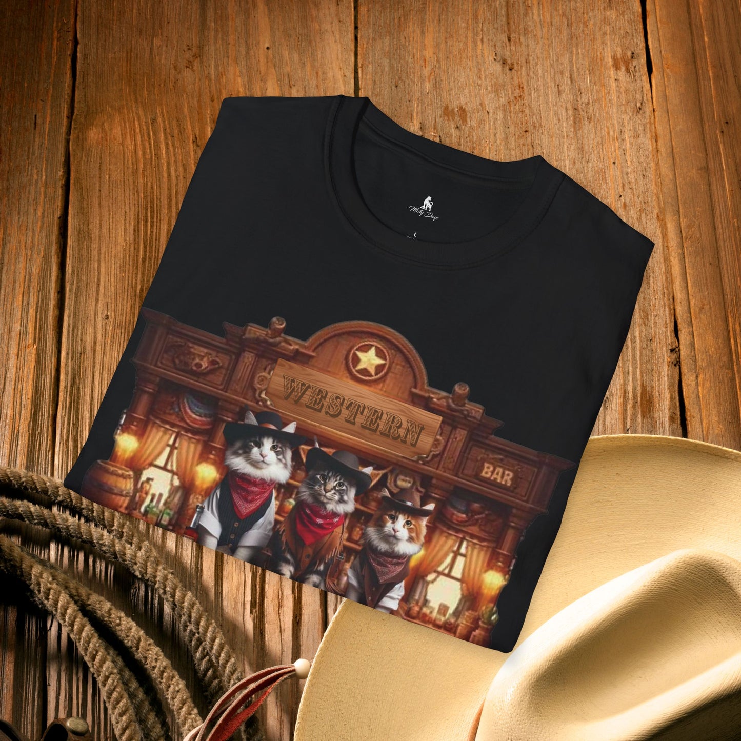 Maine Coon Cat Western Saloon Unisex T-Shirt